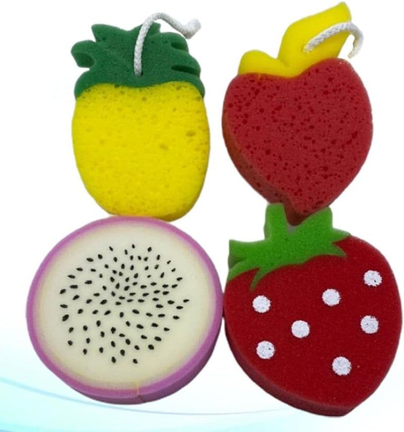 4Pcs Fruit Shaped Bath Sponge Set Soft Body Scrubber Gentle Cleansing Shower Sponge Random Style - Image 1
